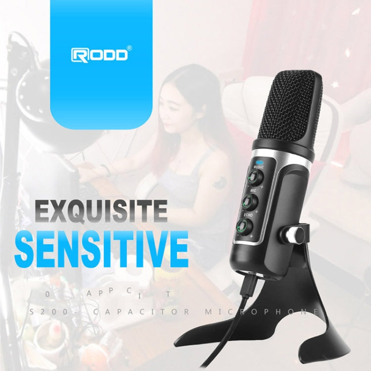 RODD Warrior USB ECHO Sound Recording Condenser Microphone with Holder, Compatible with PC / Mac for Live Broadcast Show, KTV, etc.(Blue)