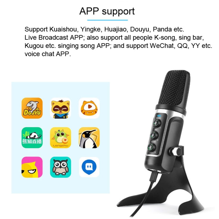 RODD Warrior USB ECHO Sound Recording Condenser Microphone with Holder, Compatible with PC / Mac for Live Broadcast Show, KTV, etc.(Blue)