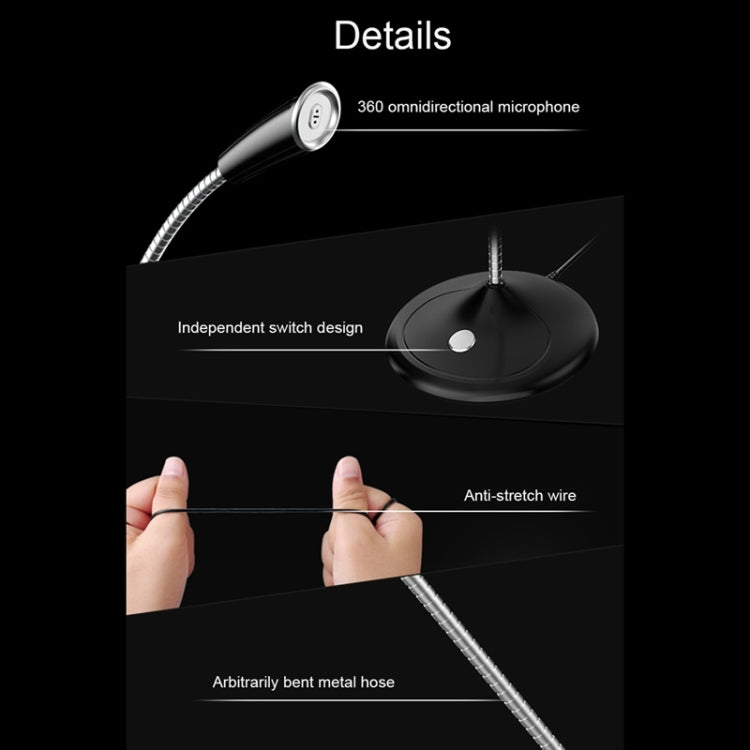 BK Desktop Gooseneck Adjustable 3.5mm Plug Wired Omnidirectional Mic Audio Microphone, Compatible with PC / Mac for Live Broadcast, Show, KTV, Online Chatting, etc.