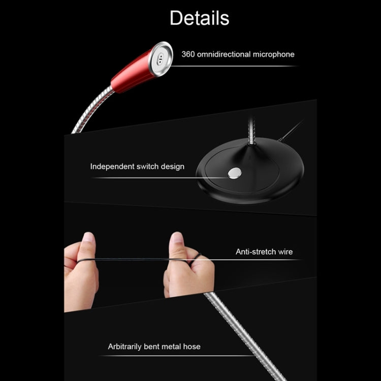 BK Desktop Gooseneck Adjustable 3.5mm Plug Wired Omnidirectional Mic Audio Microphone, Compatible with PC / Mac for Live Broadcast, Show, KTV, Online Chatting, etc.