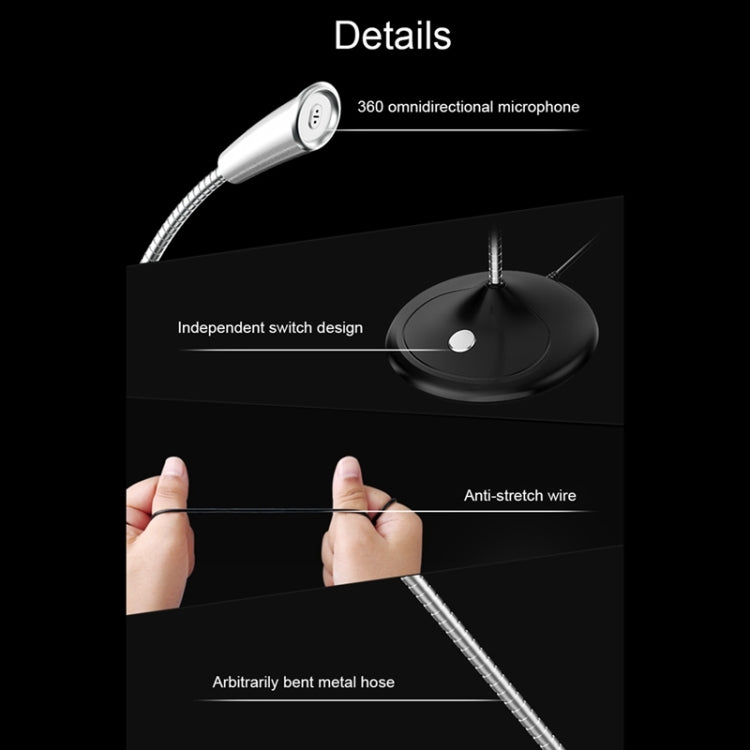BK Desktop Gooseneck Adjustable 3.5mm Plug Wired Omnidirectional Mic Audio Microphone, Compatible with PC / Mac for Live Broadcast, Show, KTV, Online Chatting, etc.