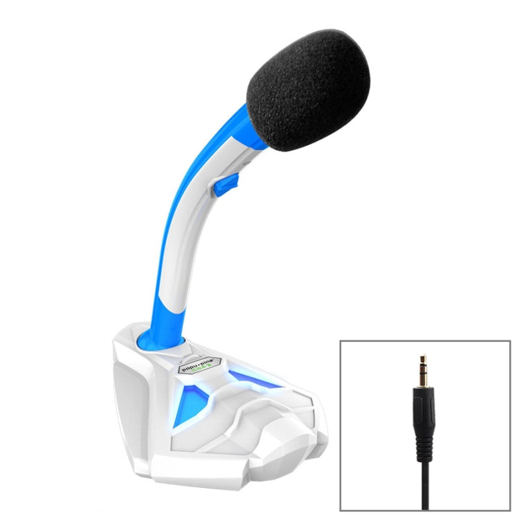 K1 Desktop Omnidirectional 3.5mm Plug Wired Mic Condenser Microphone with Phone Holder, Compatible with PC / Mac for Live Broadcast, Show, KTV, etc(White + Blue)