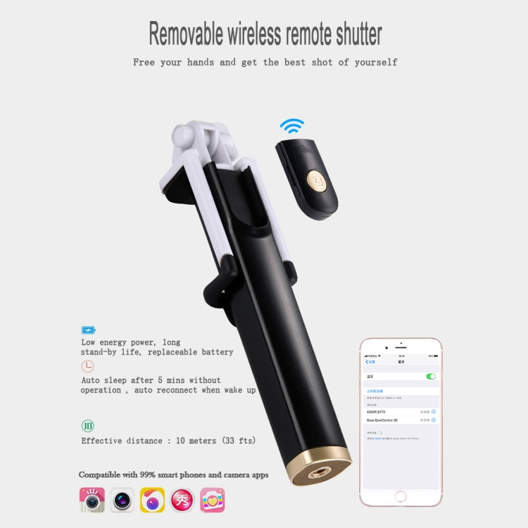 K08 Portable Foldable Wireless Bluetooth Shutter Remote Selfie Stick