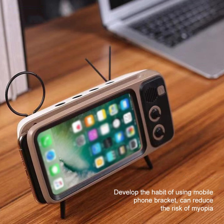 PTH-800 3W Retro TV Modeling Wireless Bluetooth Speaker with Mobile Phone Holder & Radio Function, Support Card & Call