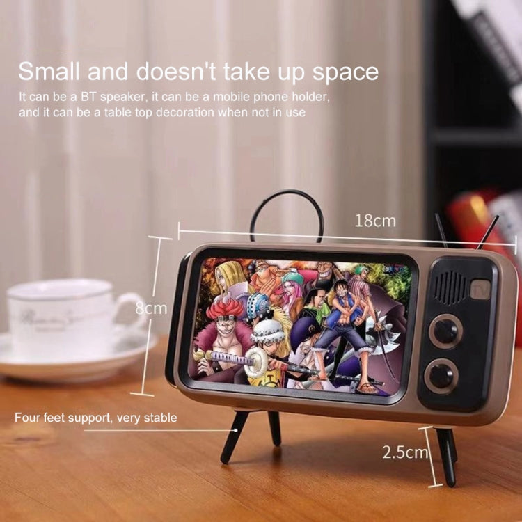 PTH-800 3W Retro TV Modeling Wireless Bluetooth Speaker with Mobile Phone Holder & Radio Function, Support Card & Call
