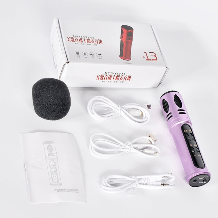 K13 DC 5V Capacitive K Song Live Shouting Mai Microphone Dual Mobile Phone Recording Bracket Kit