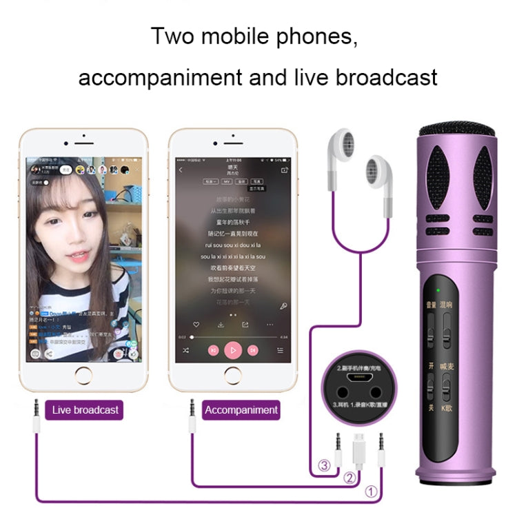 K13 DC 5V Capacitive K Song Live Shouting Mai Microphone Dual Mobile Phone Recording Bracket Kit