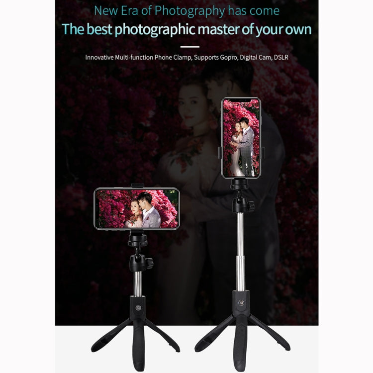 K05 Bluetooth 4.0 Mobile Phone Adjustable All-purpose Bluetooth Selfie Stick Self-timer Pole Tripod (Black)