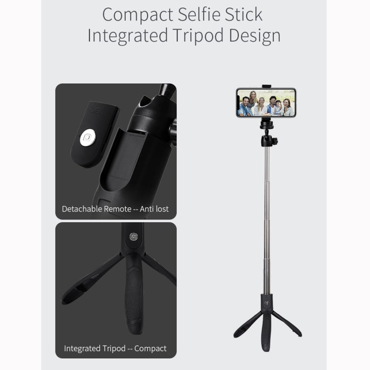 K05 Bluetooth 4.0 Mobile Phone Adjustable All-purpose Bluetooth Selfie Stick Self-timer Pole Tripod (Black)