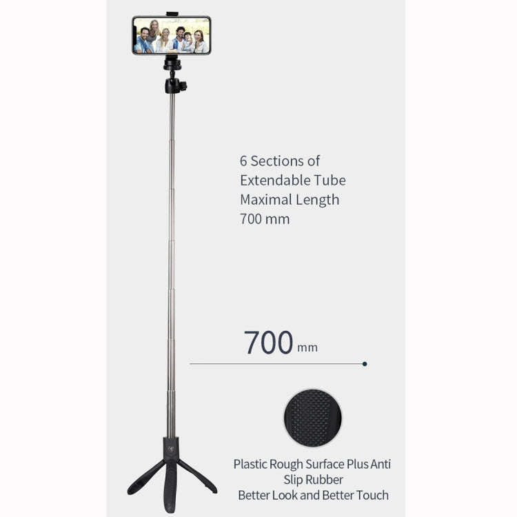 K05 Bluetooth 4.0 Mobile Phone Adjustable All-purpose Bluetooth Selfie Stick Self-timer Pole Tripod (Black)