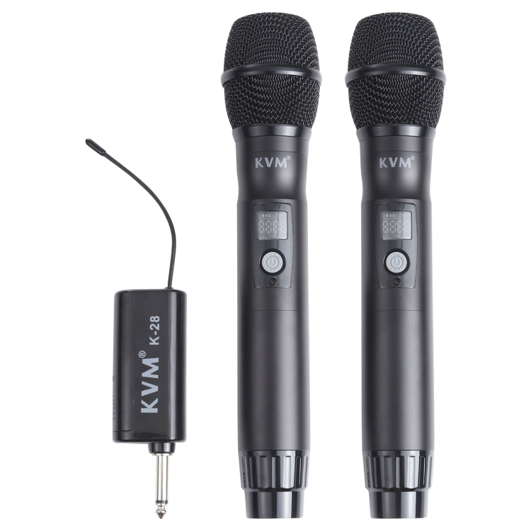 KVM KV-28 1-to-2 Handheld UHF/VHF Wireless Microphones with Receiver(Black)