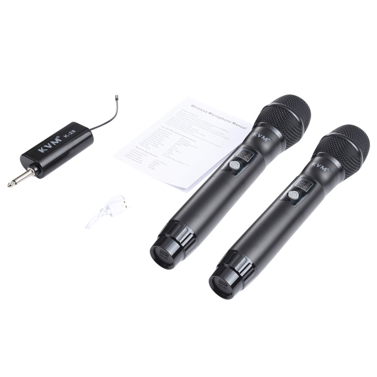 KVM KV-28 1-to-2 Handheld UHF/VHF Wireless Microphones with Receiver(Black)