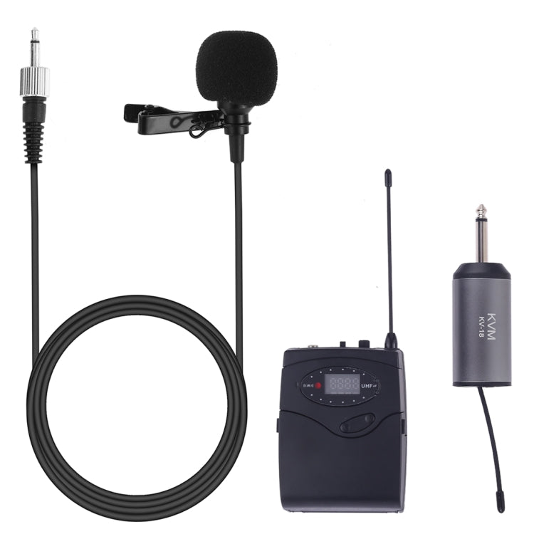 KVM KV-18 Lavalier UHF Wireless Microphones with Receiver(Black)