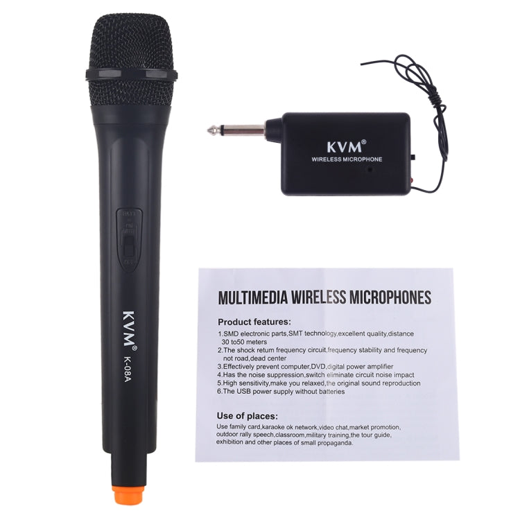 KVM K-08A Handheld Wireless Microphone with Receiver(Black)