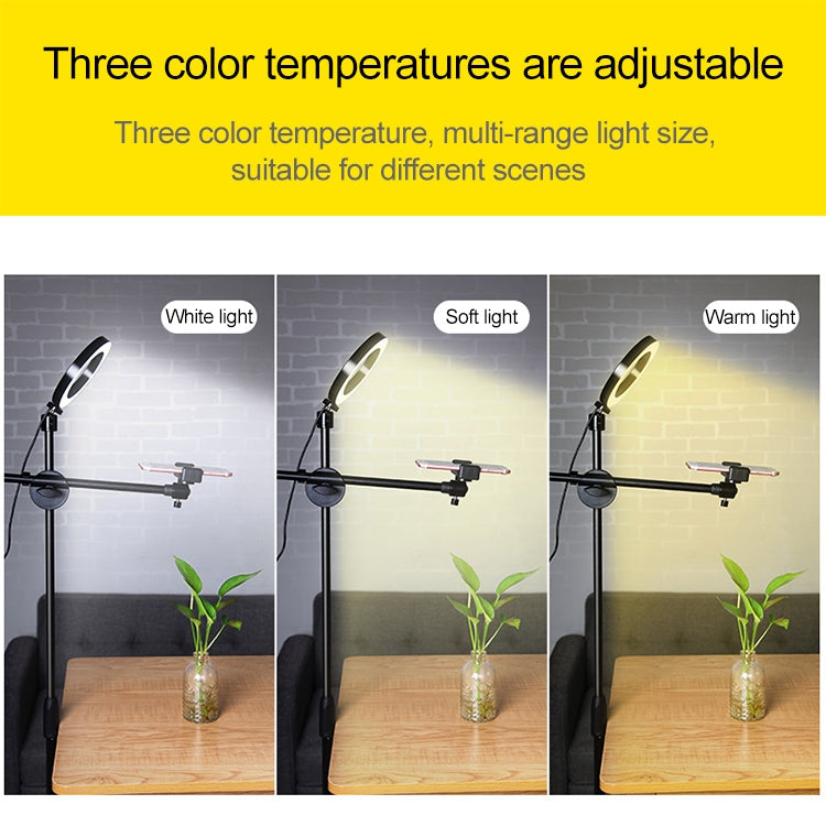Desktop Mobile Phone Overhead Bracket Photography Micro-Course Video Recording Live Broadcasting Tripod,Single-camera Setup + Light Supplementary Lamp