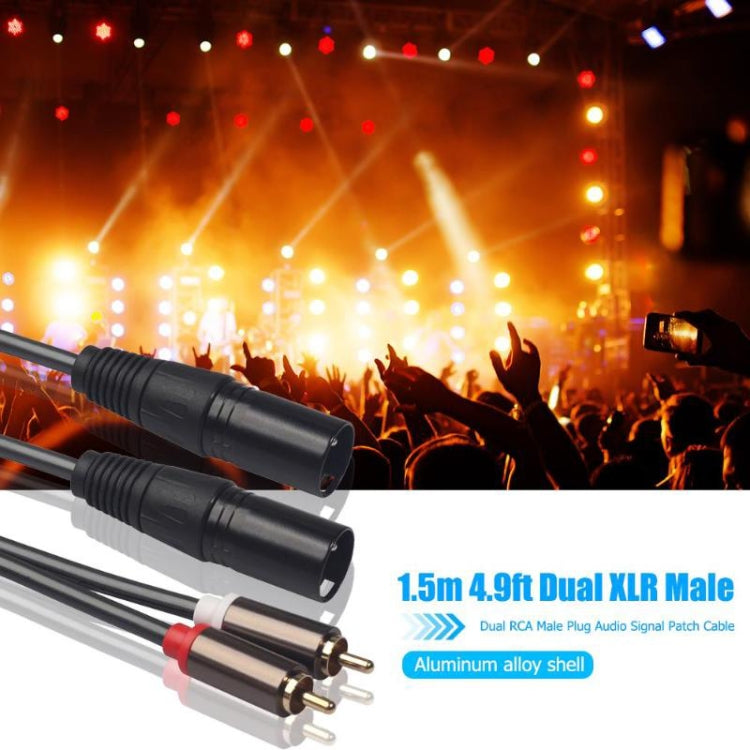 366120-15 2 RCA Male to 2 XLR 3 Pin Female Audio Cable, Length: 1.5m