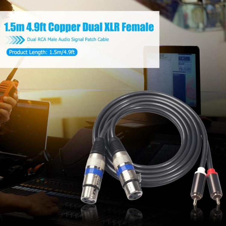 366155-15 2 RCA Male to 2 XLR 3 Pin Male Audio Cable, Length: 1.5m