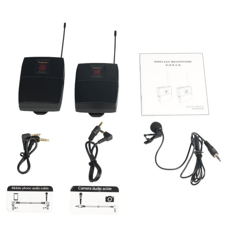 FreeLav UHF Wireless Lavalier Microphone with Transmitter and Receiver for Smartphones, DSLR Cameras and Video Cameras (Black)