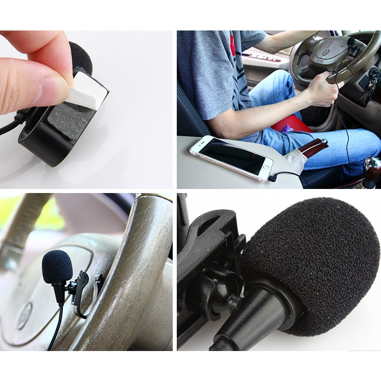 ZJ025MR Stick-on Clip-on Lavalier Mono Microphone for Car GPS / Bluetooth Enabled Audio DVD External Mic, Cable Length: 3m, 90 Degree Elbow 2.5mm Jack