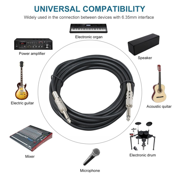 1.8m  1/4 inch (6.35mm) Male to Male Shielded Jack Mono Plugs Audio Patch Cable