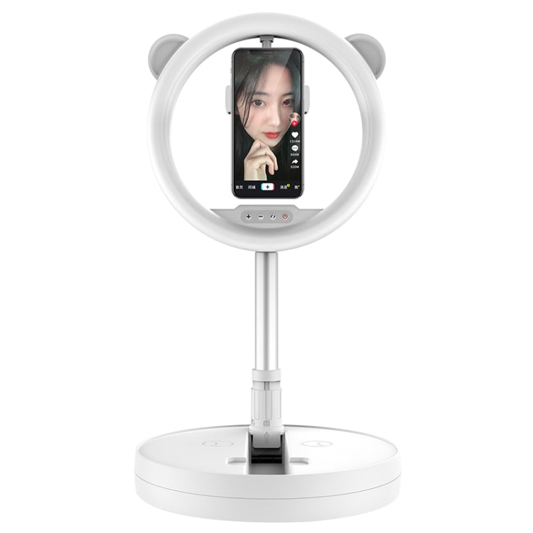 G2 Multifunctional Live Broadcast Foldable Desktop Integrated Beauty Fill Light Mobile Phone Bracket (White)
