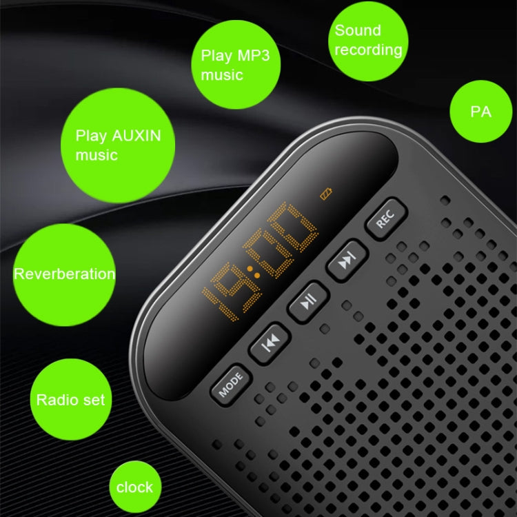 ASiNG S1019 10W Multi-function Portable Little Bee Voice Amplifier Speaker with Wired Microphone & 2 inch Display Screen for Teacher / Tourist Guide, Support TF Card & U Disk & Audio Input Function