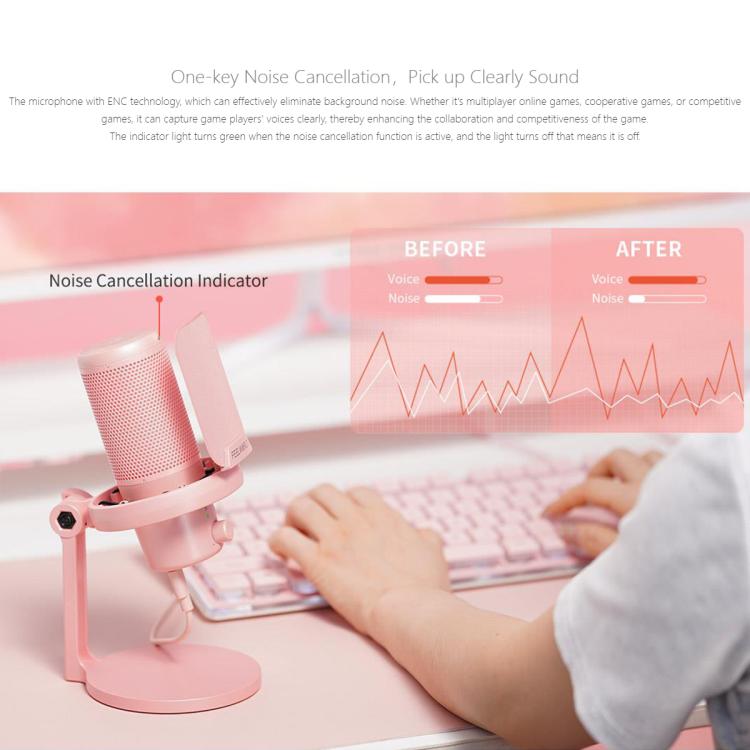 FEELWORLD VM1-XS USB Condenser Gaming Microphone for Streaming Noise Cancellation Mute RGB Light Desktop Stand