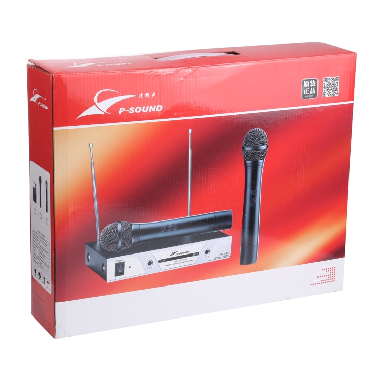 P-Sound PS-3310 VHF Professional Wireless Microphone System with 2 Handheld Microphone, 1 to 2, CN Plug