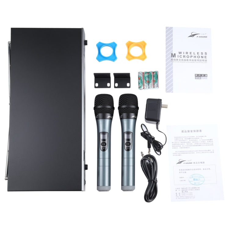 P-Sound PS-171 VHF Professional Wireless Microphone System with 2 Handheld Microphone, 1 to 2, CN Plug