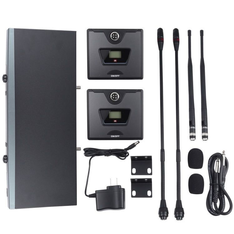 KVM K58 UHF Professional Meeting Wireless Microphone System with 2 Desktop Microphone, 1 to 2, US Plug
