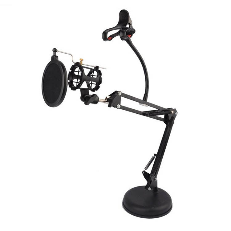 360 Degree Rotating Universal Cantilever Mobile Phone Microphone Disc Holder with Anti-spray Net