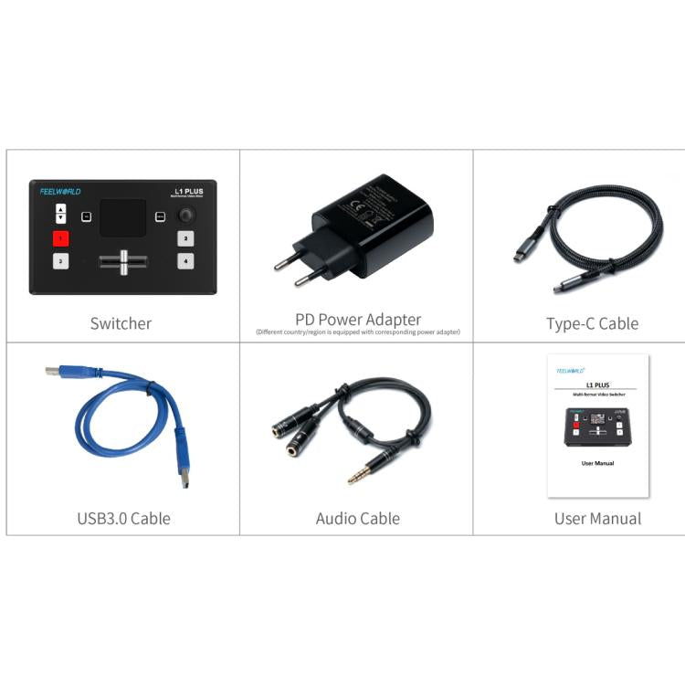 FEELWORLD L1 PLUS Multi-camera Video Mixer Switcher Touch Screen PTZ Control USB3.0 Fast Streaming Switcher