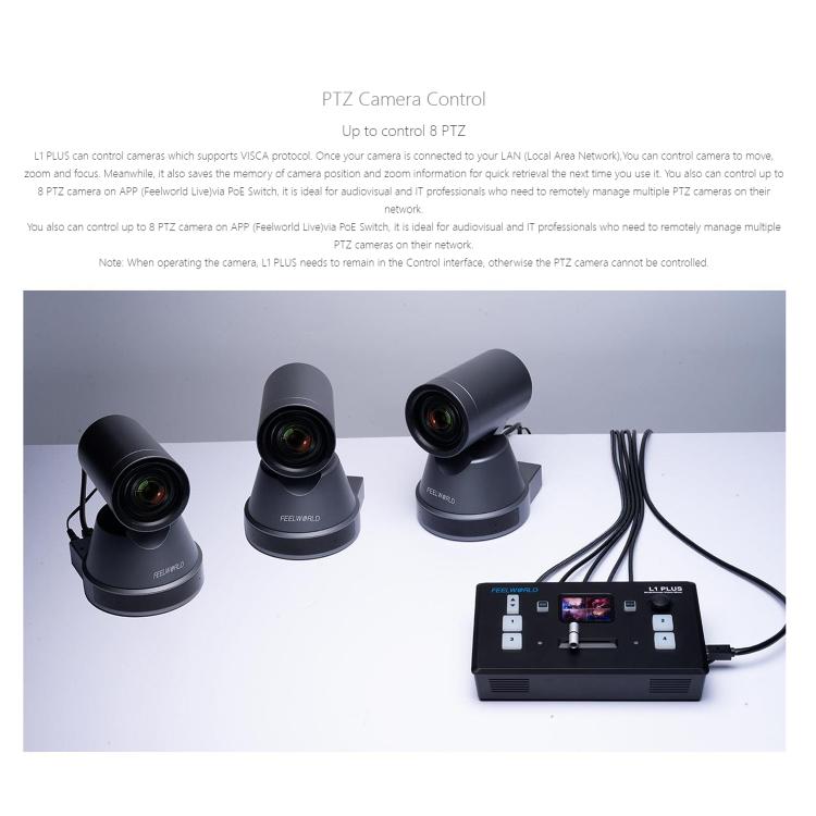 FEELWORLD L1 PLUS Multi-camera Video Mixer Switcher Touch Screen PTZ Control USB3.0 Fast Streaming Switcher