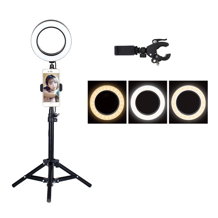Live Broadcast Self-timer Dimming Ring LED Beauty Selfie Light with Table Tripod & Phone Clip, Tripod Height: 50cm Max, Selfie Light Diameter: 16cm