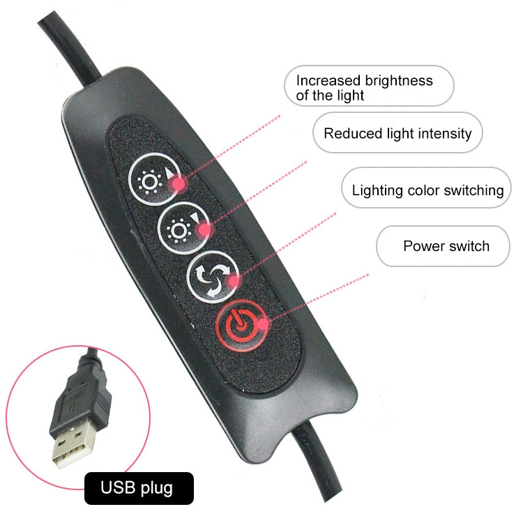 Live Broadcast Self-timer Dimming Ring LED Beauty Selfie Light with Tripod Ball Head, Selfie Light Diameter: 26cm