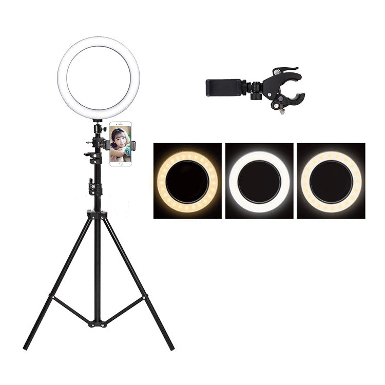 Live Broadcast Self-timer Dimming Ring LED Beauty Selfie Light with Floor Tripod & Phone Clip, Tripod Height: 160cm Max, Selfie Light Diameter: 26cm