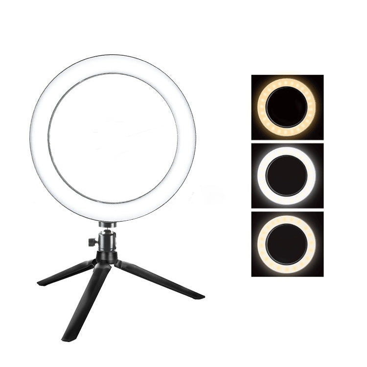 Live Broadcast Self-timer Dimming Ring LED Beauty Selfie Light with Small Table Tripod, Selfie Light Diameter: 26cm