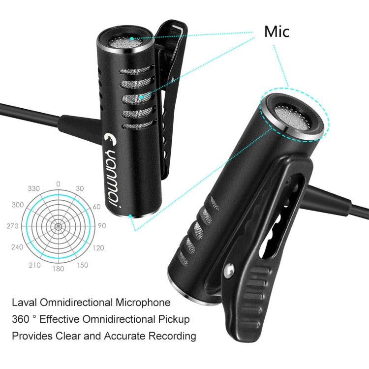 Yanmai R933S Professional Clip-On 3.5mm Plug Lavalier Omni-directional Broadcast Condenser Microphone, For Live Broadcast, Show, KTV, etc