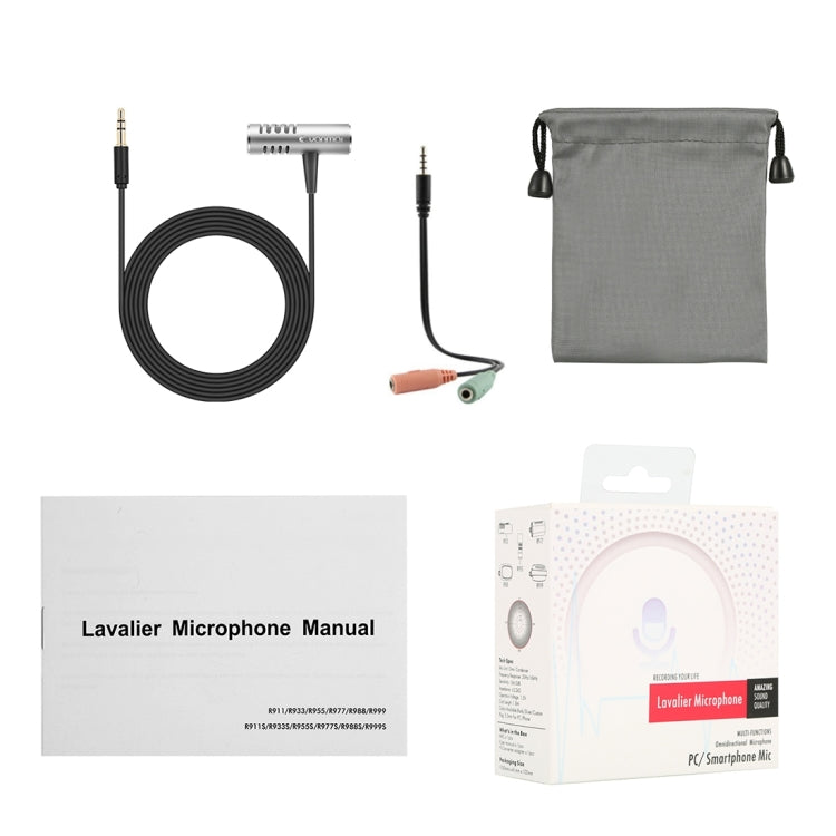 Yanmai R933 Professional Clip-on Lapel Mic Lavalier Omni-directional Double Condenser Microphone