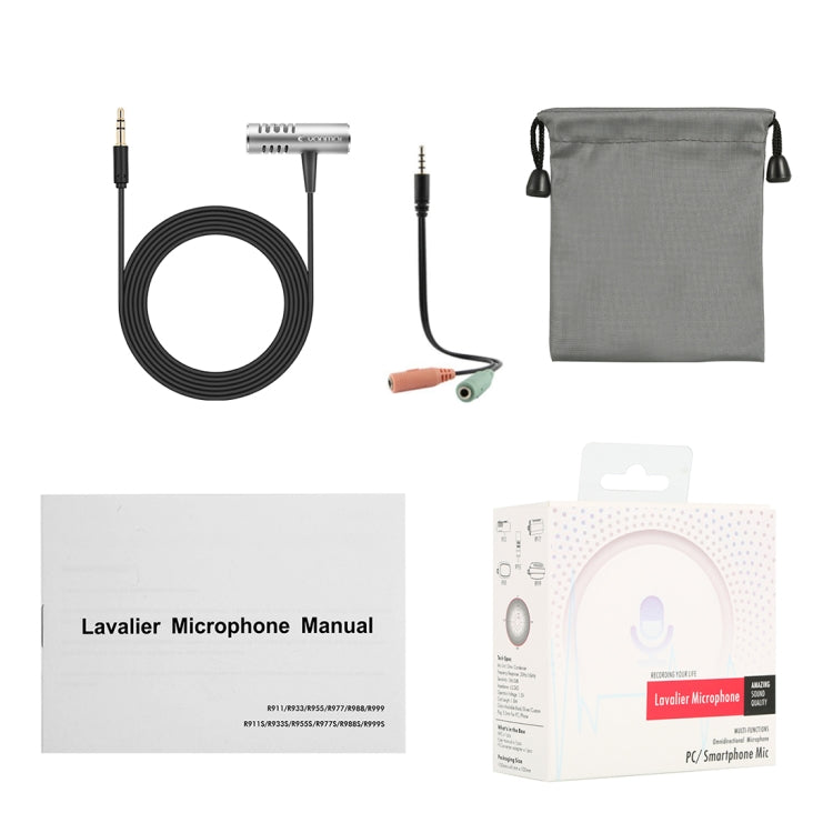 Yanmai R933 Professional Clip-on Lapel Mic Lavalier Omni-directional Double Condenser Microphone