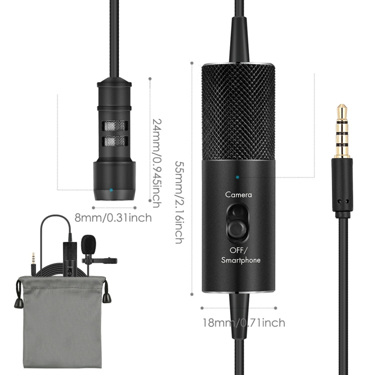 Yanmai R955S Professional Clip-on Lapel Mic Lavalier Omni-directional Condenser Microphone, For Live Broadcast, Show, KTV, etc