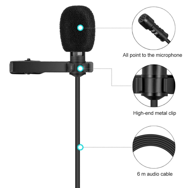 Yanmai R955S Professional Clip-on Lapel Mic Lavalier Omni-directional Condenser Microphone, For Live Broadcast, Show, KTV, etc