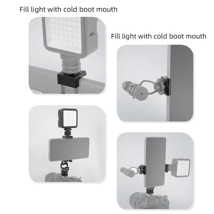 BEXIN PH-01 Desktop Live Broadcast Bracket 360 Phone Clamp Dual Cold Shoes Mount  - Black
