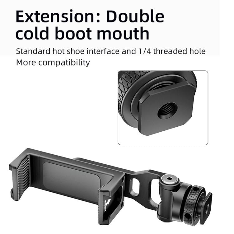 BEXIN PH-01 Desktop Live Broadcast Bracket 360 Phone Clamp Dual Cold Shoes Mount  - Black