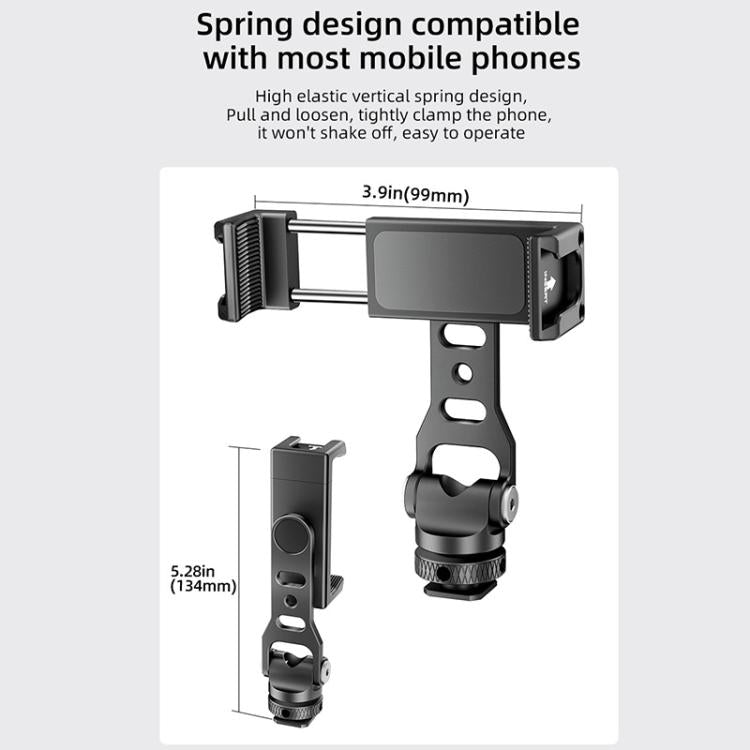 BEXIN PH-01 Desktop Live Broadcast Bracket 360 Phone Clamp Dual Cold Shoes Mount  - Black