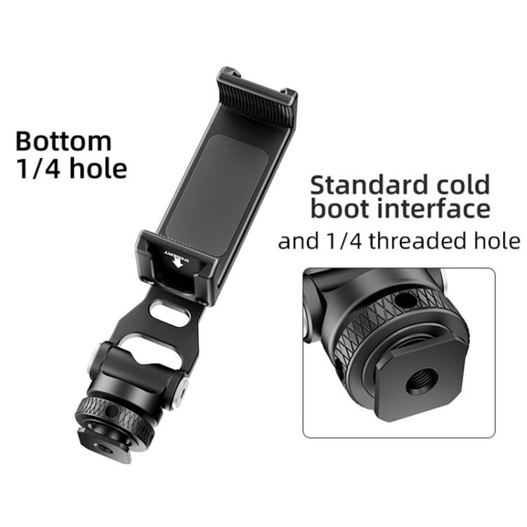 BEXIN PH-01 Desktop Live Broadcast Bracket 360 Phone Clamp Dual Cold Shoes Mount  - Black