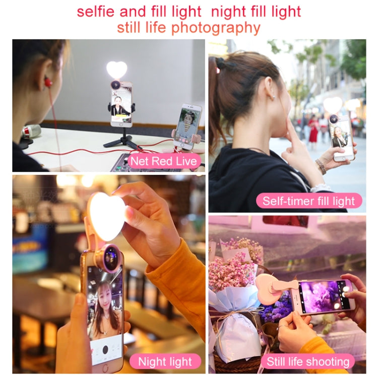 RK47 Portable Tri-color Adjustable Brightness Heart-shaped Fill Light