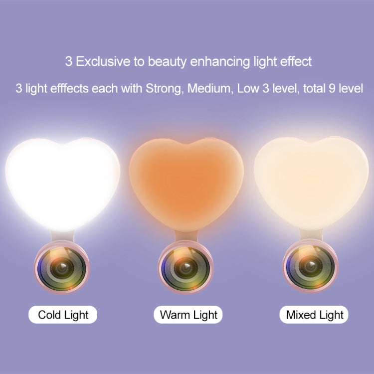 RK47 Portable Tri-color Adjustable Brightness Heart-shaped Fill Light
