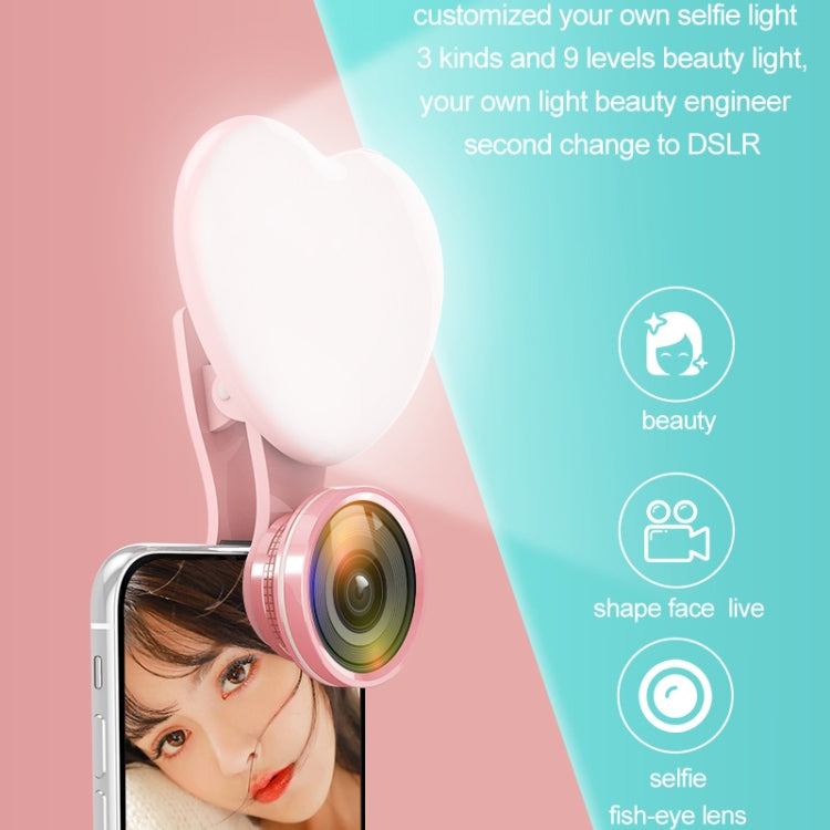 RK47 Portable Tri-color Adjustable Brightness Heart-shaped Fill Light