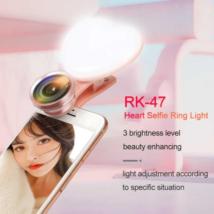 RK47 Portable Tri-color Adjustable Brightness Heart-shaped Fill Light